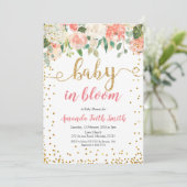 Peach Floral Baby in het Baby shower Bloom Kaart (Staand voorkant)