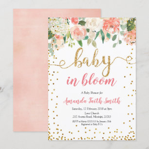 Peach Floral Baby in het Baby shower Bloom Kaart