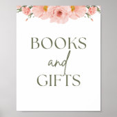 Peach Floral Baby shower boeken & geschenken Poste Poster (Voorkant)