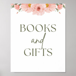 Peach Floral Baby shower boeken & geschenken Poste Poster