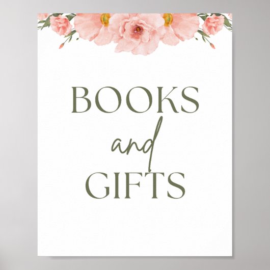 Peach Floral Baby shower boeken & geschenken Poste Poster (Voorkant)