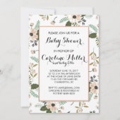 Peach Floral Baby shower Invitation Kaart (Voorkant)