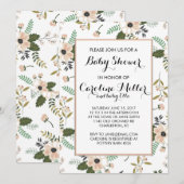 Peach Floral Baby shower Invitation Kaart (Voorkant / Achterkant)