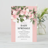 Peach Floral Baby Sprinkle Invitation Kaart (Staand voorkant)