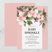 Peach Floral Baby Sprinkle Invitation Kaart (Voorkant / Achterkant)