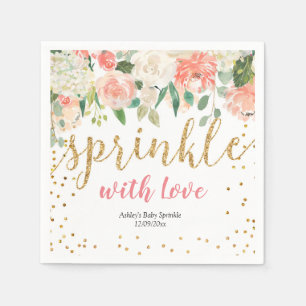 Peach Floral Baby Sprinkle Paper Party Napkin Servet