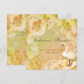 Peach  floral bird verloving kaart (Voorkant / Achterkant)