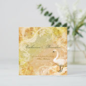 Peach  floral bird verloving kaart (Staand voorkant)