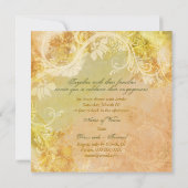 Peach  floral bird verloving kaart (Achterkant)