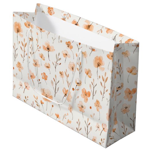 Peach Floral Birthday Groot Cadeauzakje (Voorkant Gekanteld)