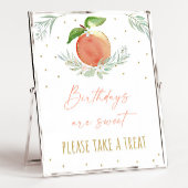 Peach Floral Birthday Treat Sign Poster