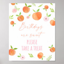 Peach Floral Birthday Treat Sign