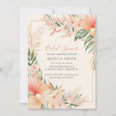 Peach Floral Boho Bridal Shower Kaart (Voorkant)
