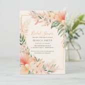 Peach Floral Boho Bridal Shower Kaart (Staand voorkant)