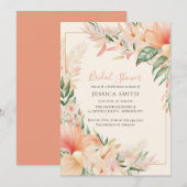 Peach Floral Boho Bridal Shower Kaart (Voorkant / Achterkant)