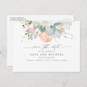Peach Floral Boho Save the Date Briefkaart (Voorkant / Achterkant)