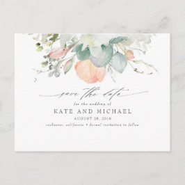 Peach Floral Boho Save the Date Briefkaart