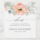 Peach Floral Boho Wijn Etiket (Enkel label)