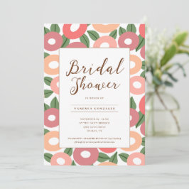 Peach Floral Bridal Shower Kaart