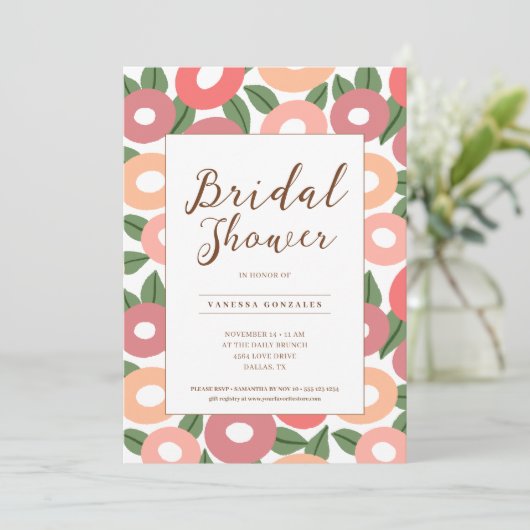 Peach Floral Bridal Shower Kaart (Staand voorkant)