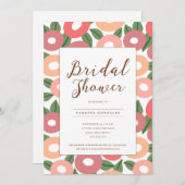 Peach Floral Bridal Shower Kaart (Voorkant / Achterkant)