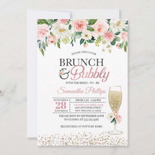 Peach Floral Bridal Shower Kaart (Voorkant)