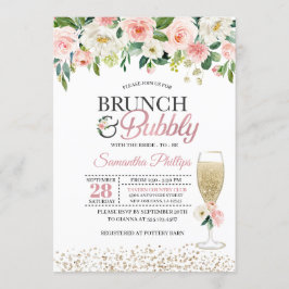 Peach Floral Bridal Shower Kaart
