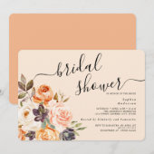 Peach Floral Bridal Shower Kaart (Voorkant / Achterkant)