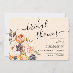 Peach Floral Bridal Shower Kaart