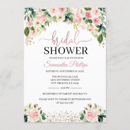 Peach Floral Bridal Shower Kaart