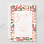 Peach Floral Bridal Shower Kaart (Voorkant)