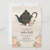 Peach Floral Bridal Tea Kaart (Voorkant)