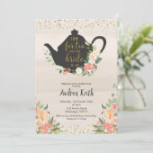 Peach Floral Bridal Tea Kaart (Staand voorkant)