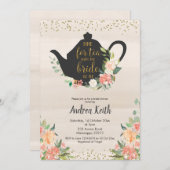 Peach Floral Bridal Tea Kaart (Voorkant / Achterkant)