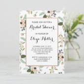 Peach Floral Bridal Wedding Shower Uitnodiging (Staand voorkant)