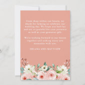 Peach Floral bruiloft foto dank u kaart (Achterkant)