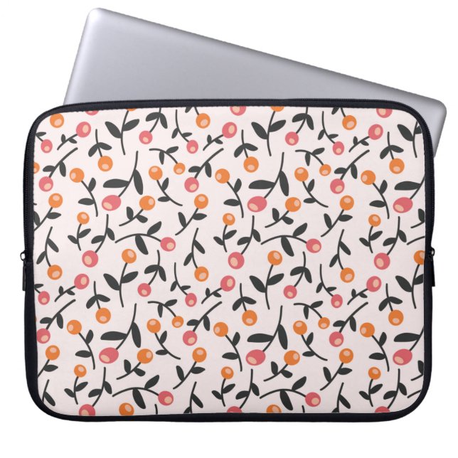 Peach Floral Bud-laptophoes Laptop Sleeve (Voorkant)