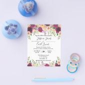 Peach Floral Burgundy Waterverf najaarbegroting Flyer (Enkel)