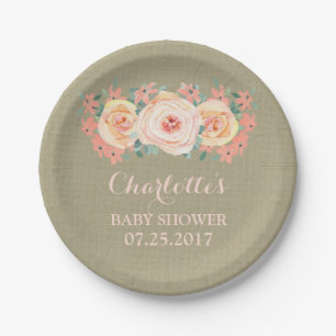 Peach Floral Burlap Baby shower Bord
