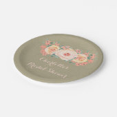 Peach Floral Burlap Vrijgezellenfeest Bord (Gekanteld)
