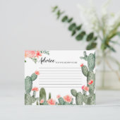 Peach Floral Cactus Modern Advies Kaart (Staand voorkant)