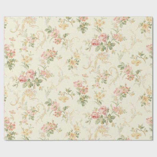 Peach Floral Cadeaupapier (Vlak)