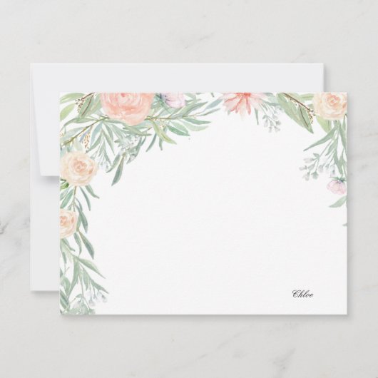 Peach Floral Canopy | Gepersonaliseerde schrijfben Notitiekaartje (Voorkant)