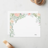 Peach Floral Canopy | Gepersonaliseerde schrijfben Notitiekaartje (Voorkant / Achterkant in situ)