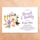 Peach Floral Champagne Brunch en Bubbly Kaart