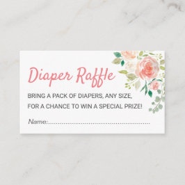 Peach Floral Chic Baby shower Diaper Raffle Ticket Informatiekaartje