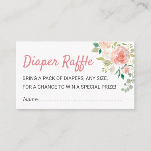 Peach Floral Chic Baby shower Diaper Raffle Ticket Informatiekaartje (Voorkant)