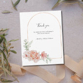 Peach Floral Classic Formal Wedding Dank u Notitiekaartje