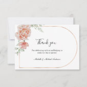 Peach Floral Classic Formal Wedding Dank u Notitiekaartje (Voorkant)