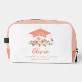 Peach Floral Congrats Afstuderen Toilettasje (Voorkant)